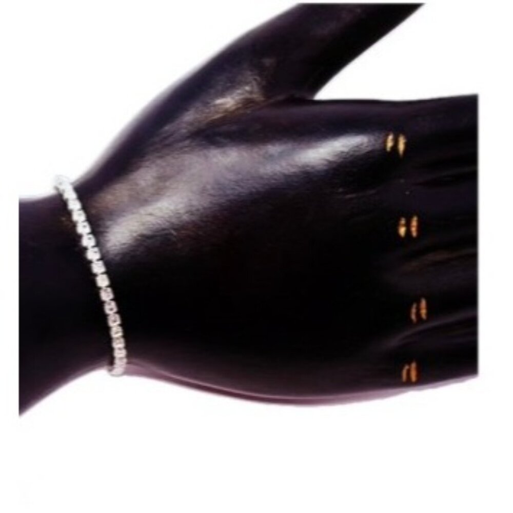 Swarovski Crystal Slider Tennis Bracelet Sterling Silver Overlay Adjustable NOS - Picture 2 of 6